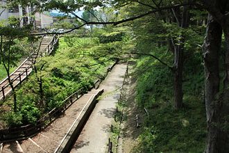 上田城跡公園／二の丸橋下のプラットホーム跡