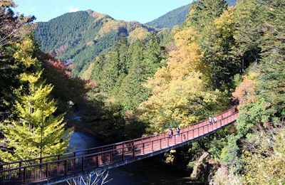 秋川渓谷／紅葉の石舟橋